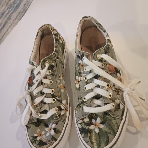 KEDS Jump Kick Tropical Print Sz 9 Canvas Sneakers Women’s Cream/Green - Picture 5 of 5